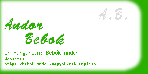 andor bebok business card
