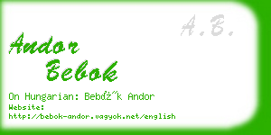 andor bebok business card